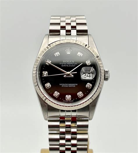 Rolex Datejust 36mm Nero con Brillanti Balc Diamonds Dial